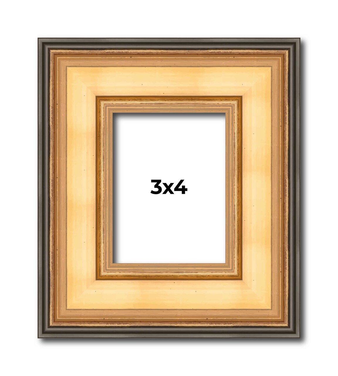 3x4 Traditional Picture Frame with UV-Resistant Acrylic & Acid Free Backing, Available in 3 Finishes - Black, Brown, Gold